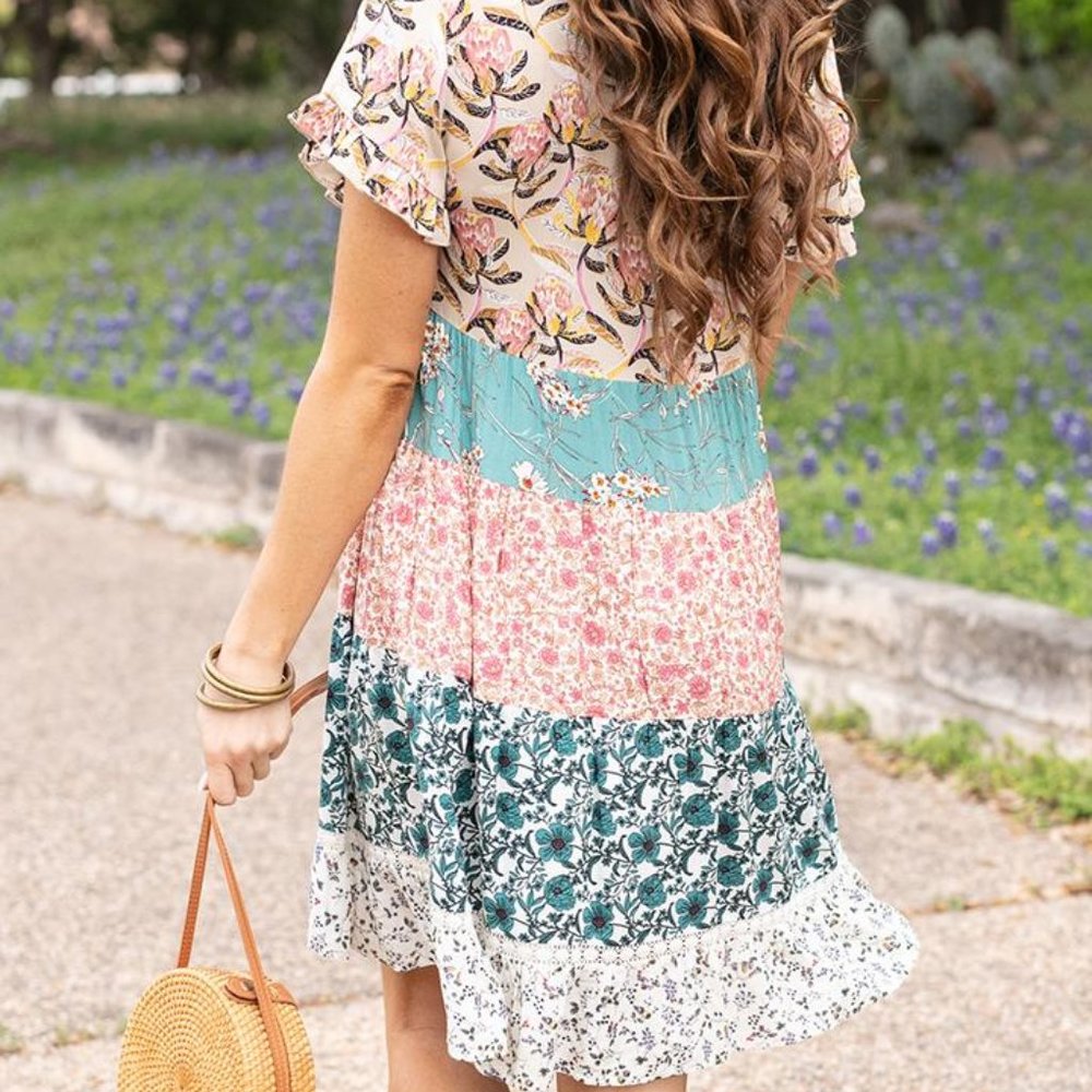 NWT Grace & Lace Patchwork Peasant Tunic Dress - Picture 6 of 8